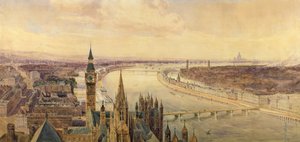 テムズ川南岸の計画案の建築パノラマ、1861年頃（WC） 作： Henry Newton